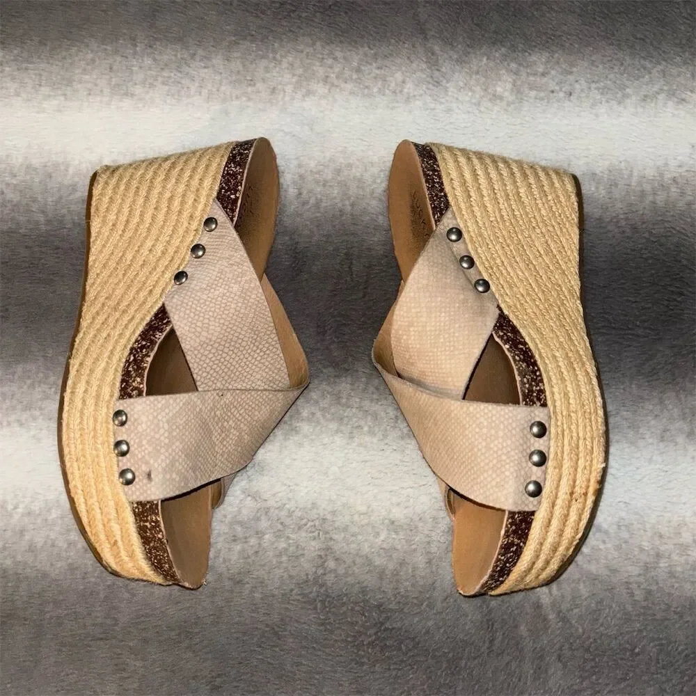 Lucky Brand Women's Neeka Taupe Slide Wedge Sandals Size 7.5M - Picture 8 of 16